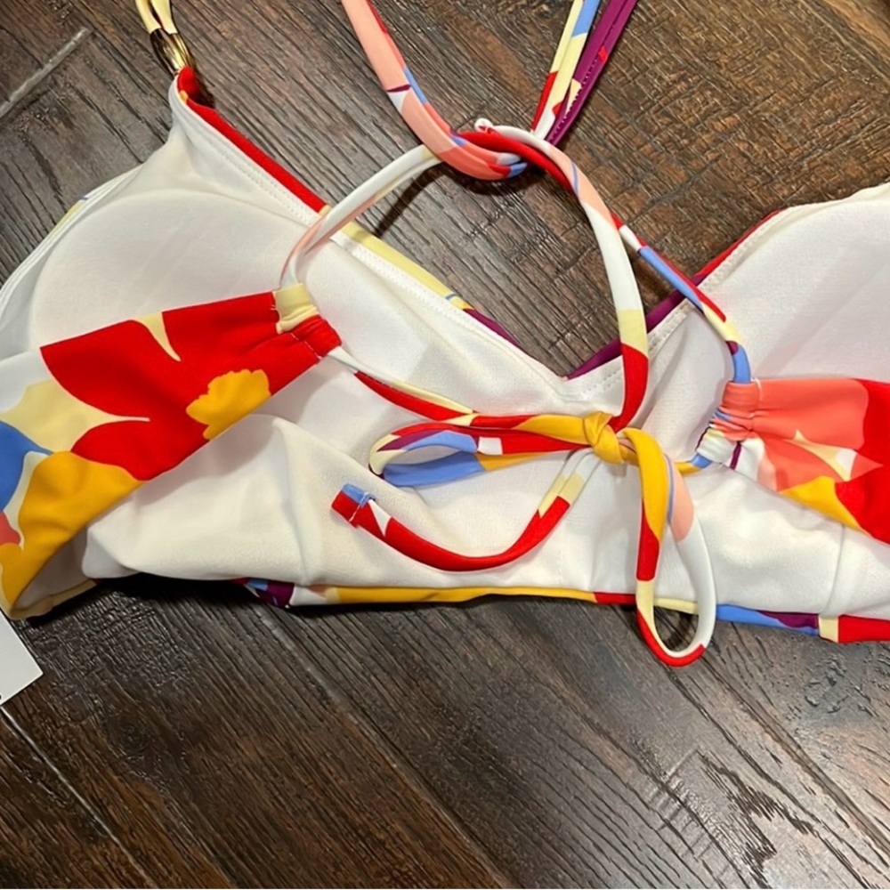 Time and Tru Floral Bikini Top - Red, Yellow, Purple - Picture 8 of 11